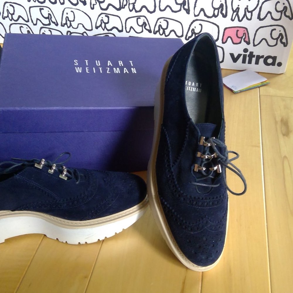 Stuart Weitzman platform suede oxfords